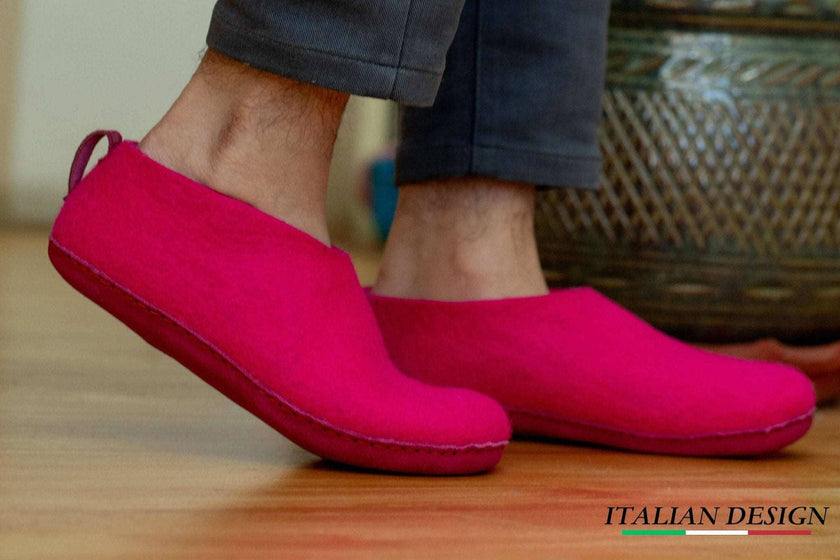 Indoor Shoes With Leather Sole - Fuchsia: 40