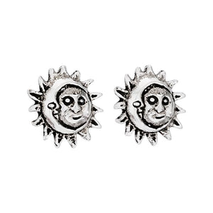 Moon and Sun Sterling Silver Stud Earring