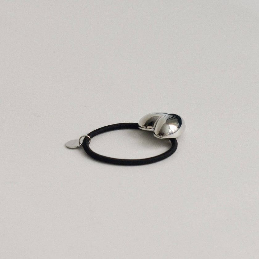 Heart-Shaped Metal Cuff Hair Tie | Silver