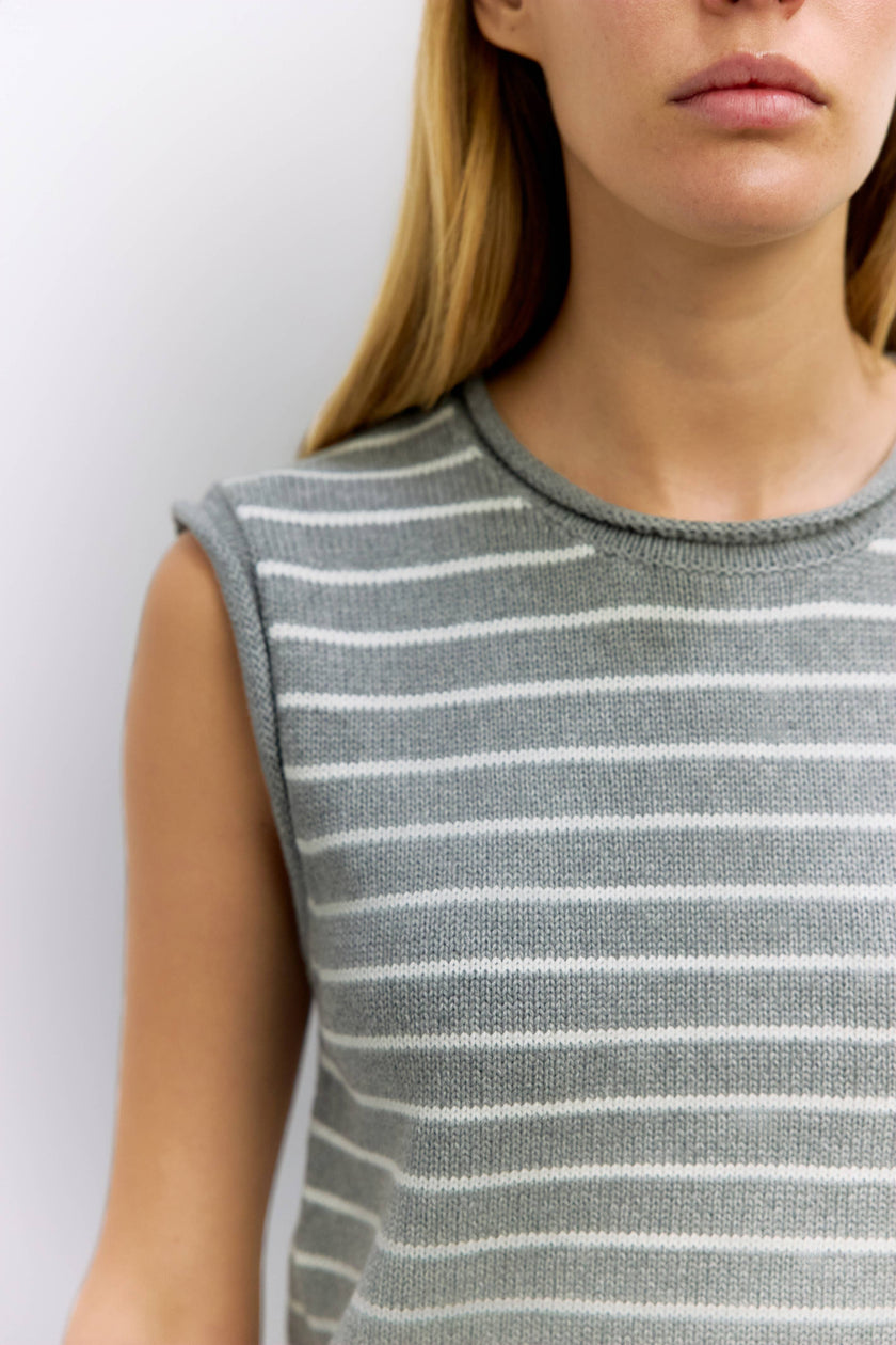 The Paulson Striped Sleeveless Knit Top