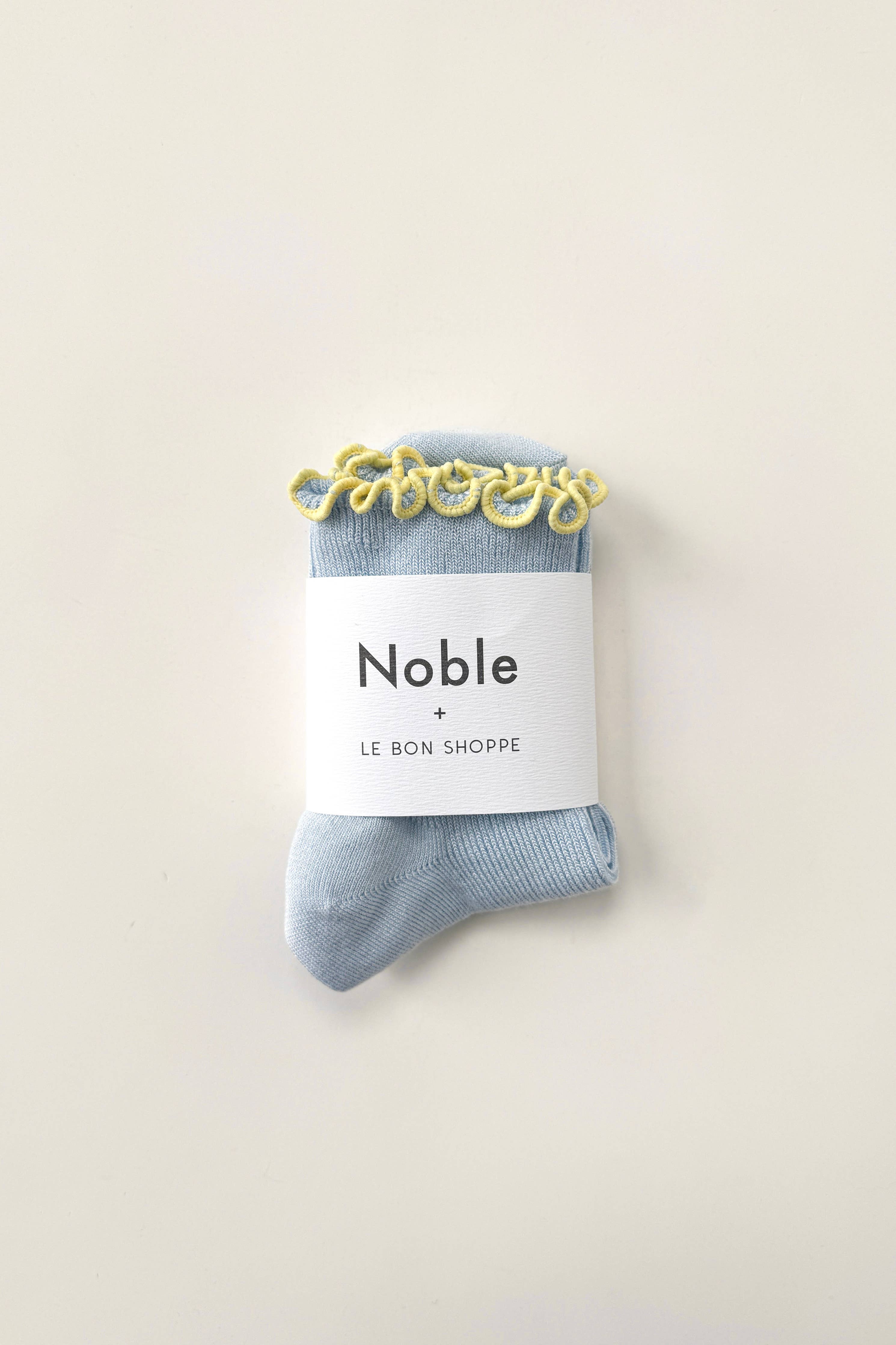 The Petite Ruffled Modal Socks in Butter /  Blue