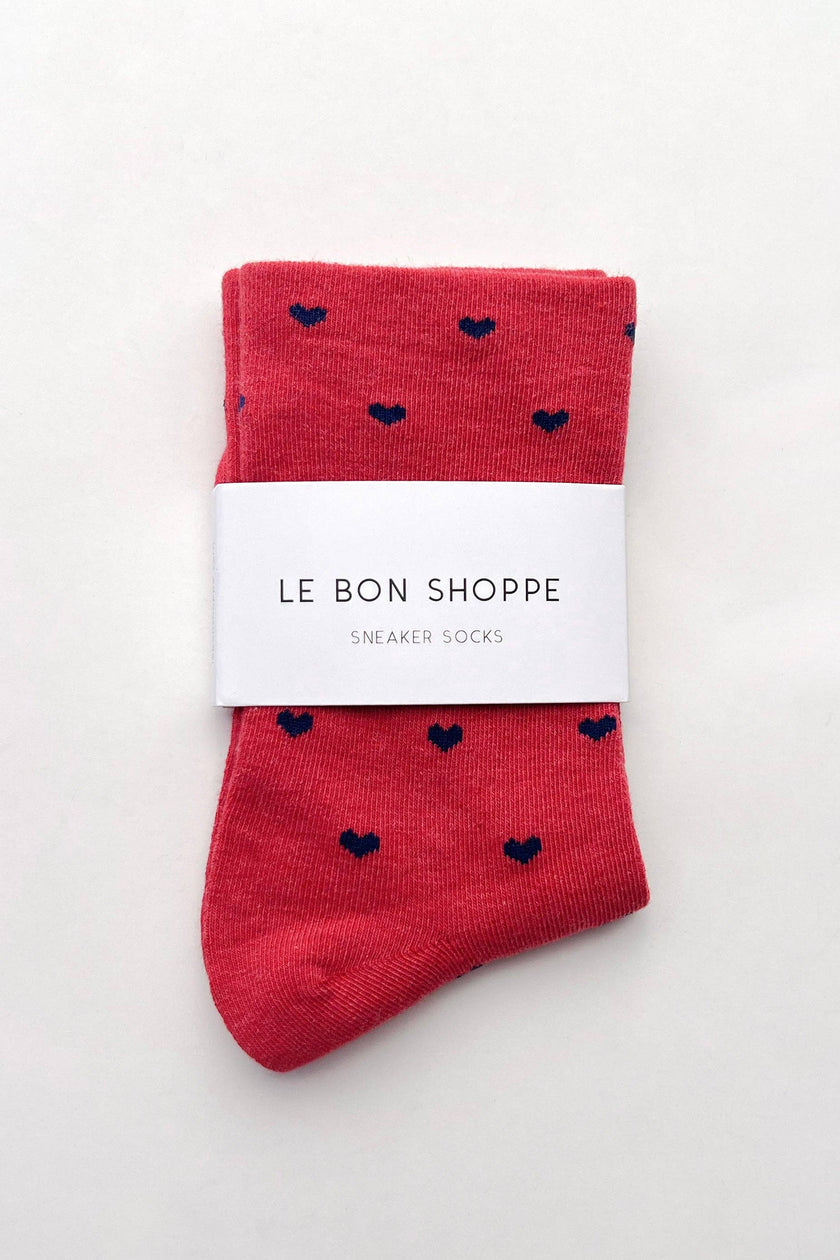 Heart Sneaker Socks (wholesale): TOMATO / NAVY