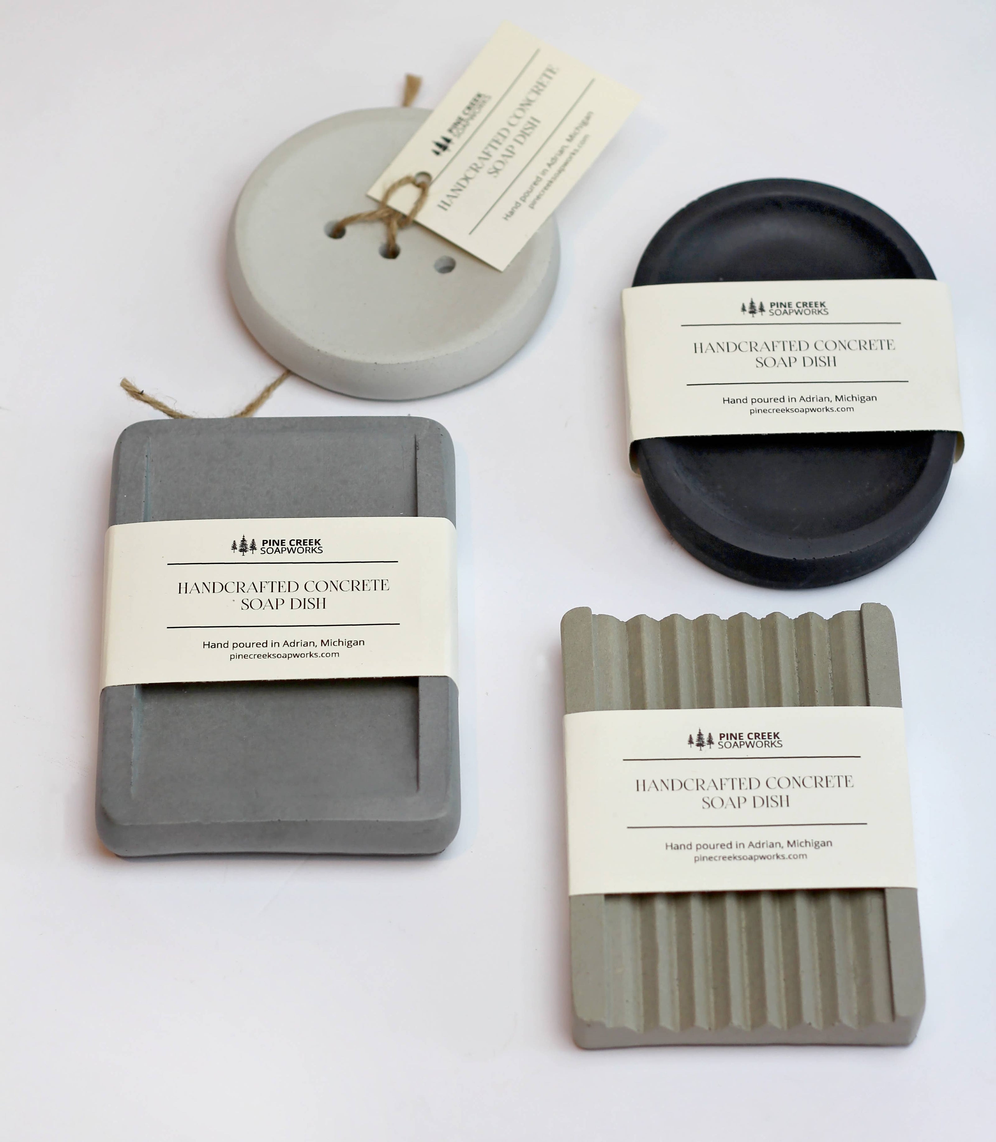 Handmade Concrete Soap Dish: Slate Gray / Ridged