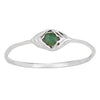 Sterling Silver Green Stone Ring: sz 5
