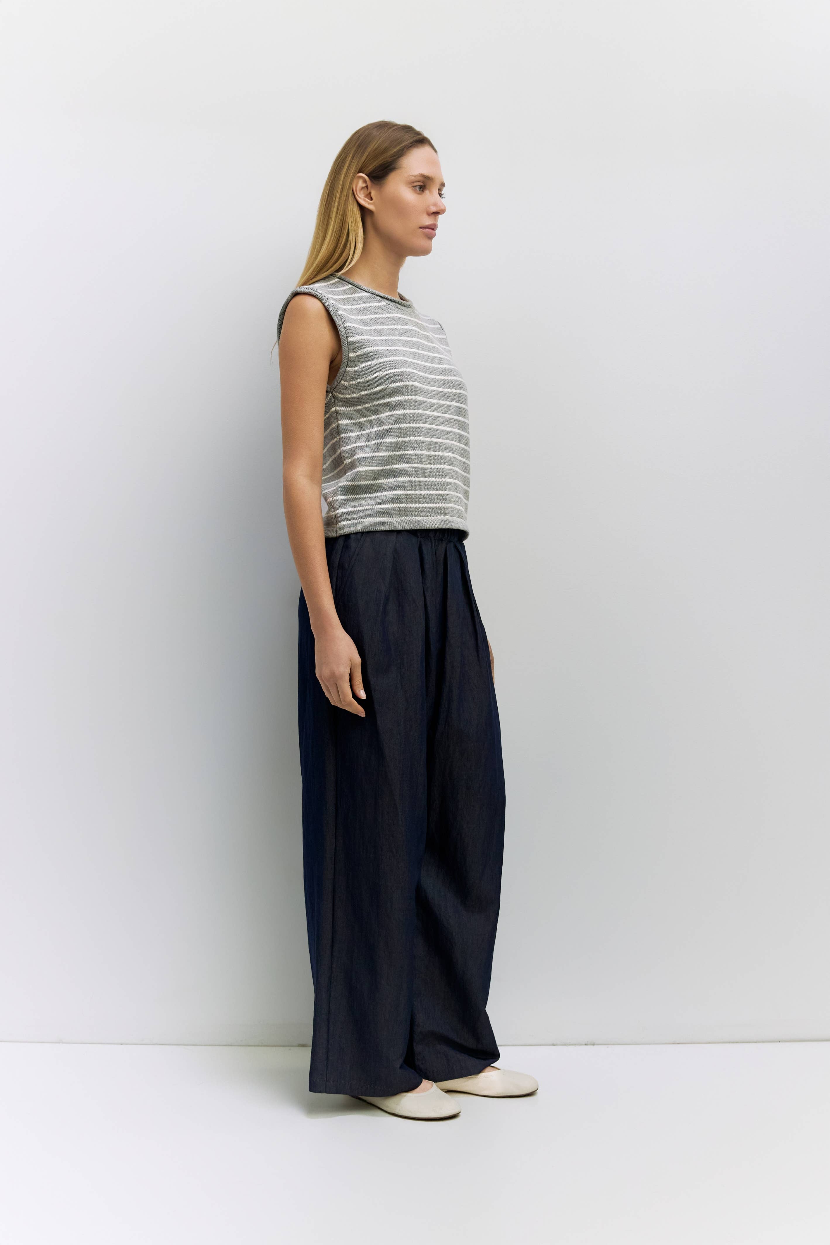 The Paulson Striped Sleeveless Knit Top