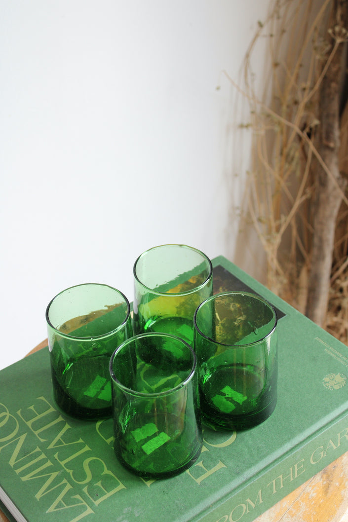 Moroccan Recycled Glass Cone Tumbler in Green