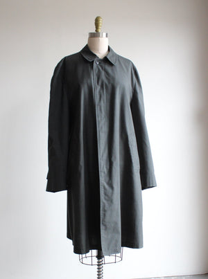 Vintage Muted Pine Green Midi Length Swing Coat / Trench Coat