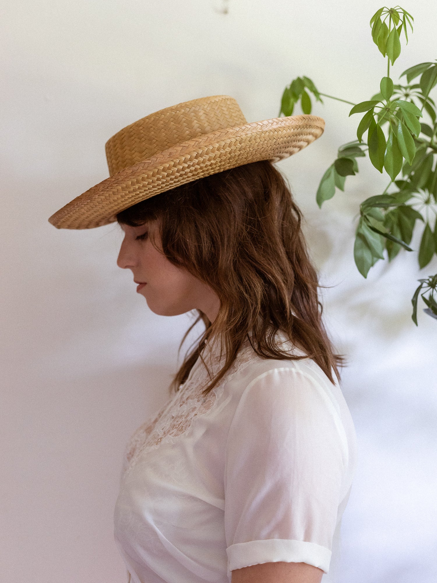 Ribbon Trimmed Straw Boater