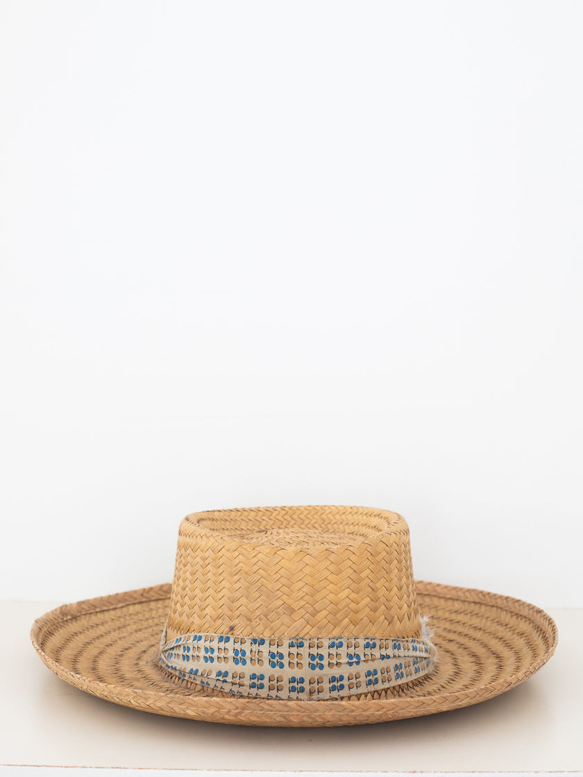 Ribbon Trimmed Straw Boater
