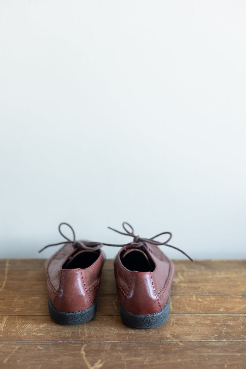 Brown Woven Leather Oxfords | 8.5