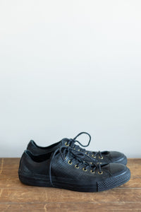 Black Leather Converse Low Top | 8 mens