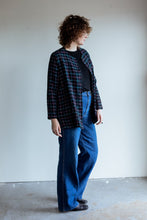 Load image into Gallery viewer, Lightweight Navy Mid Length Windowpane Jacket
