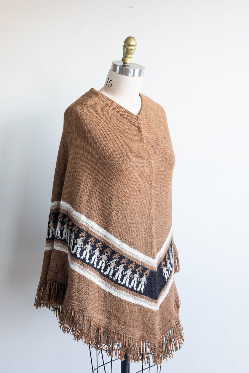 Brown Tonal Alpaca Poncho