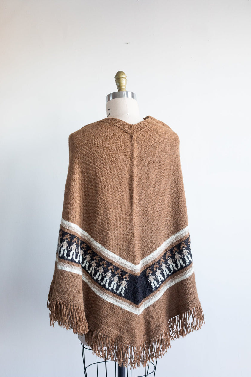 Brown Tonal Alpaca Poncho
