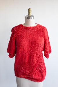 Red Knitted Short Sleeve