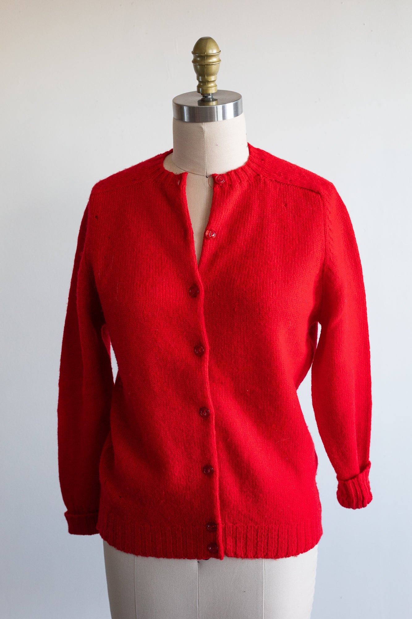 Vintage Red Wool Cardigan