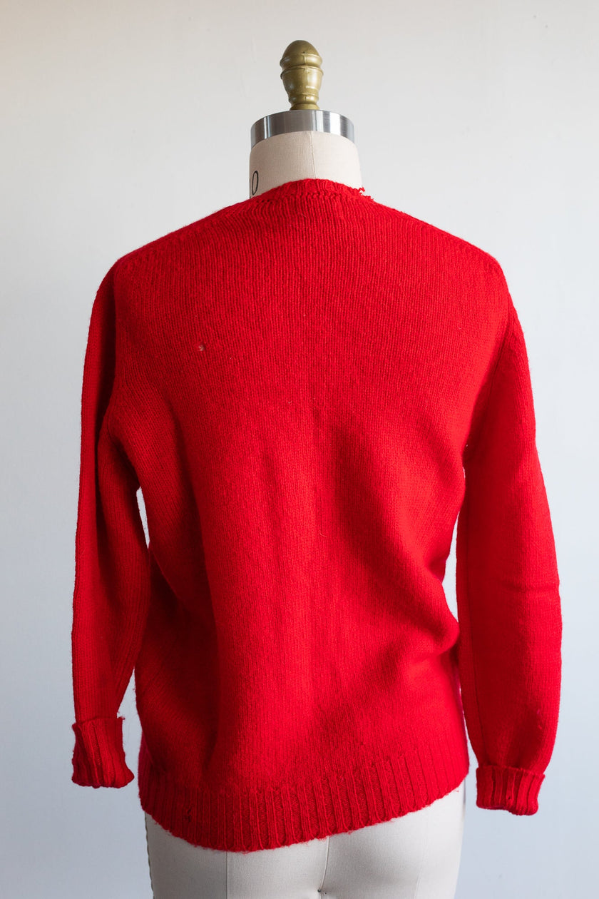 Vintage Red Wool Cardigan
