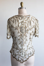 Load image into Gallery viewer, Cream Beaded V Front Top
