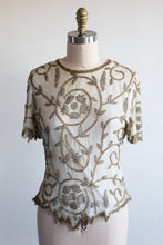 Load image into Gallery viewer, Cream Beaded V Front Top

