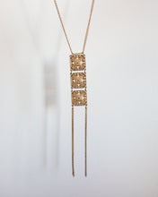 Load image into Gallery viewer, Long Gold Tone Drop Squares Necklace
