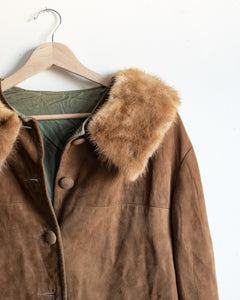 Vintage Suede Fur Collar Jacket