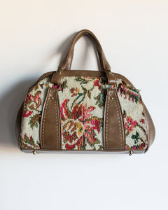 Floral Brown Tapestry Bag
