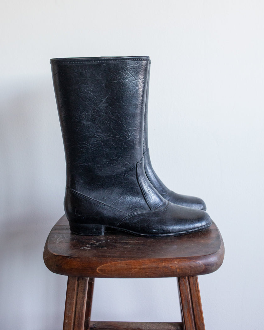 Black Midi Round Toe Winter Boots | W7