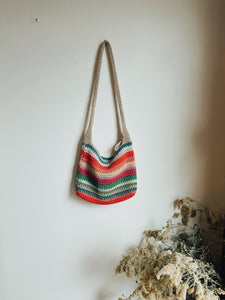90's Rainbow  Crochet Shoulder Bag