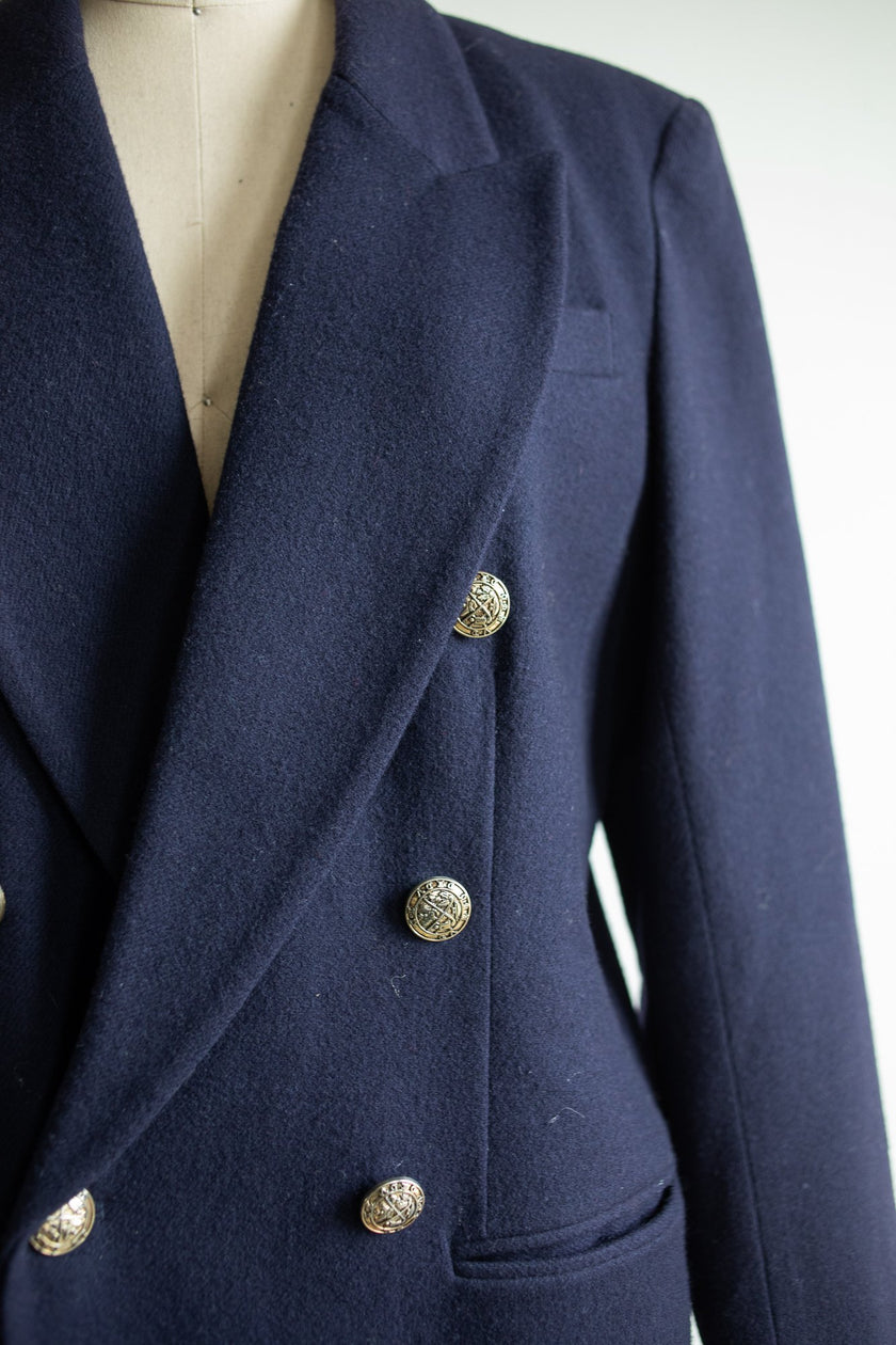 Navy Wool Double Breasted Blazer