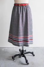 Load image into Gallery viewer, Midi Gray, Orange, Navy Wool Gather Skirt
