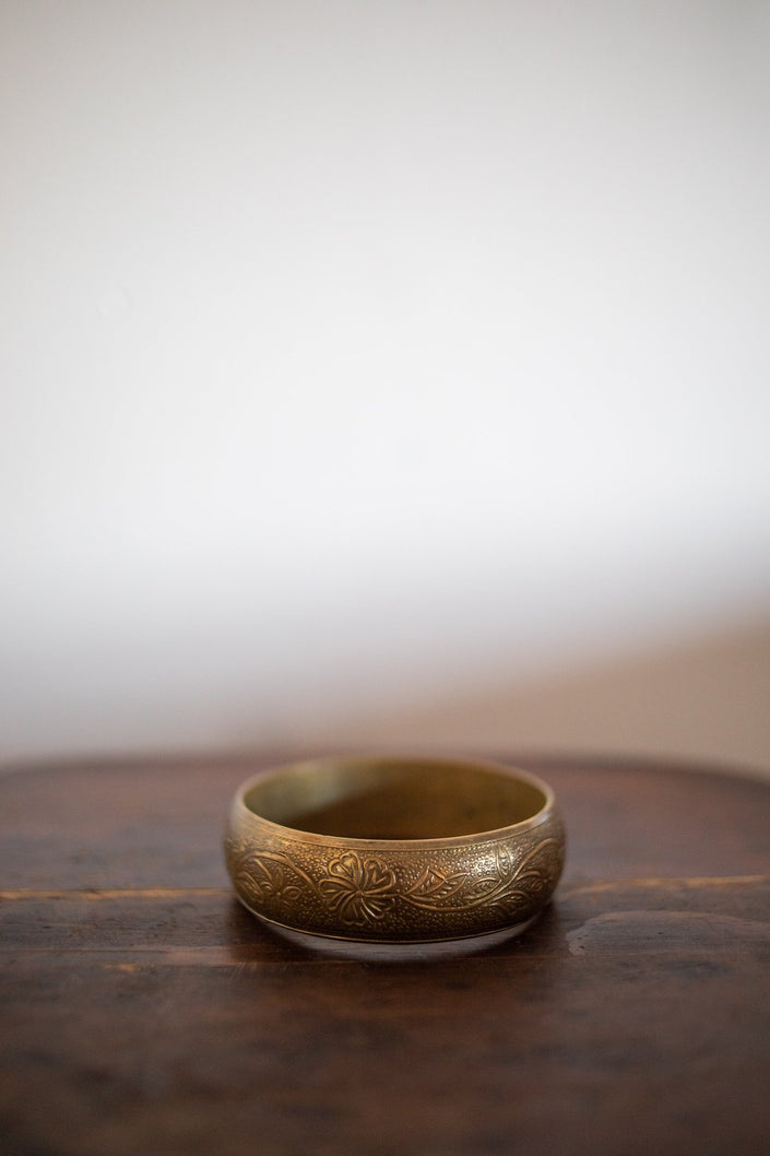 Vintage Jewelry Floral Brass Bangle