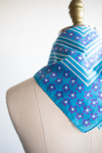 Load image into Gallery viewer, 60&#39;s Blue and Purple Daisy Motif Silk Scarf
