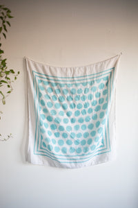 Light Blue and White Brushed Polka dot Silk scarf