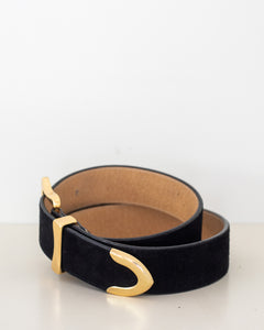 Black Suede and Shiny Gold Tone Belt