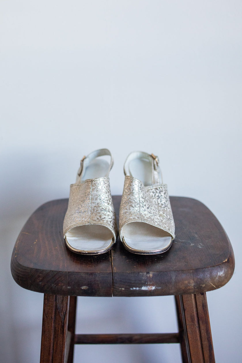 Gold Tone Block Pumps | W6