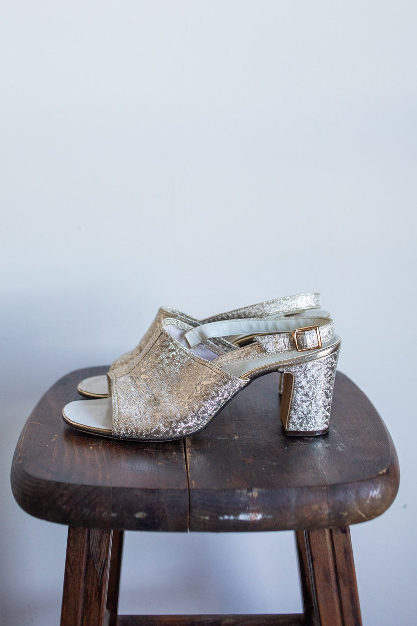 Gold Tone Block Pumps | W6