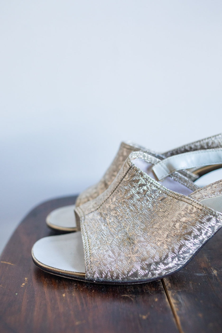 Gold Tone Block Pumps | W6