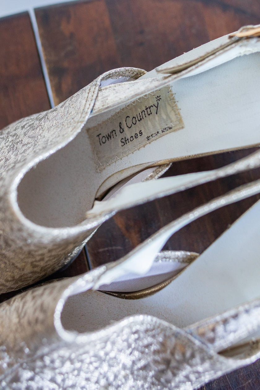 Gold Tone Block Pumps | W6