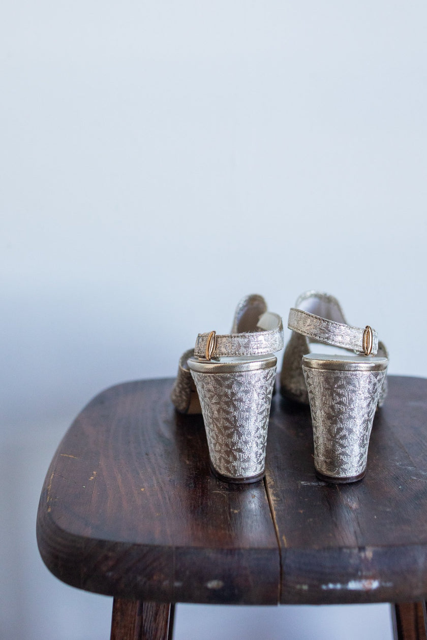 Gold Tone Block Pumps | W6