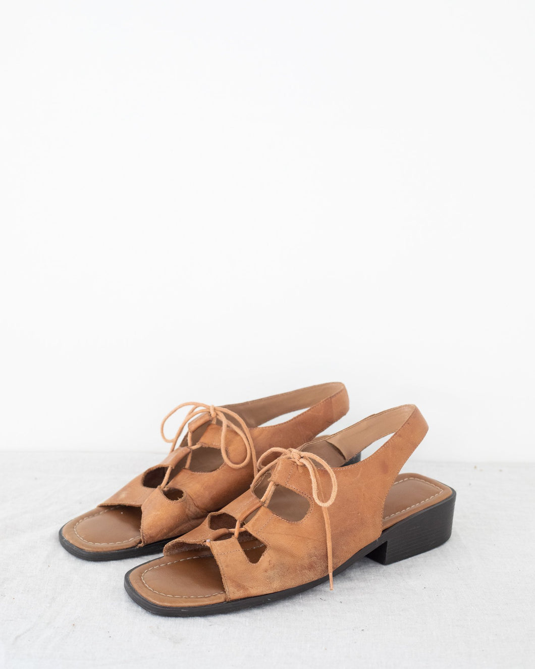 Brown Lace Up Sandals