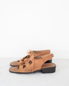 Brown Lace Up Sandals