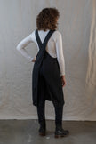 Kiki pinafore in black mid weight linen