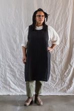 Load image into Gallery viewer, Kiki pinafore in black mid weight linen
