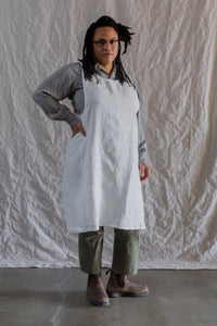 Kiki pinafore in white medium weight linen