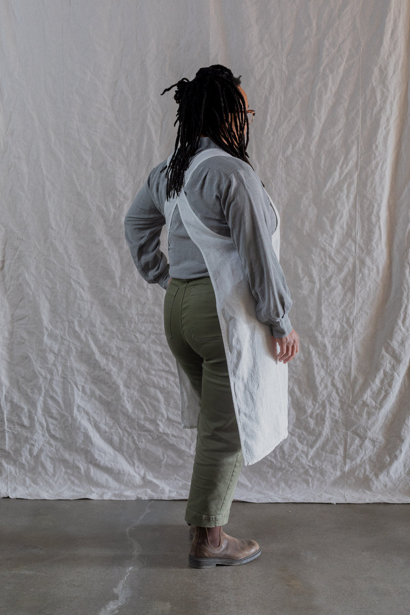 Kiki pinafore in white medium weight linen