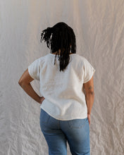 Load image into Gallery viewer, Short sleeve Alix top in white mid weight linen
