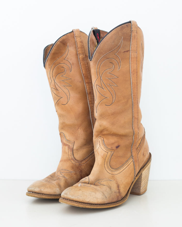 Stacked Heel Western Boots